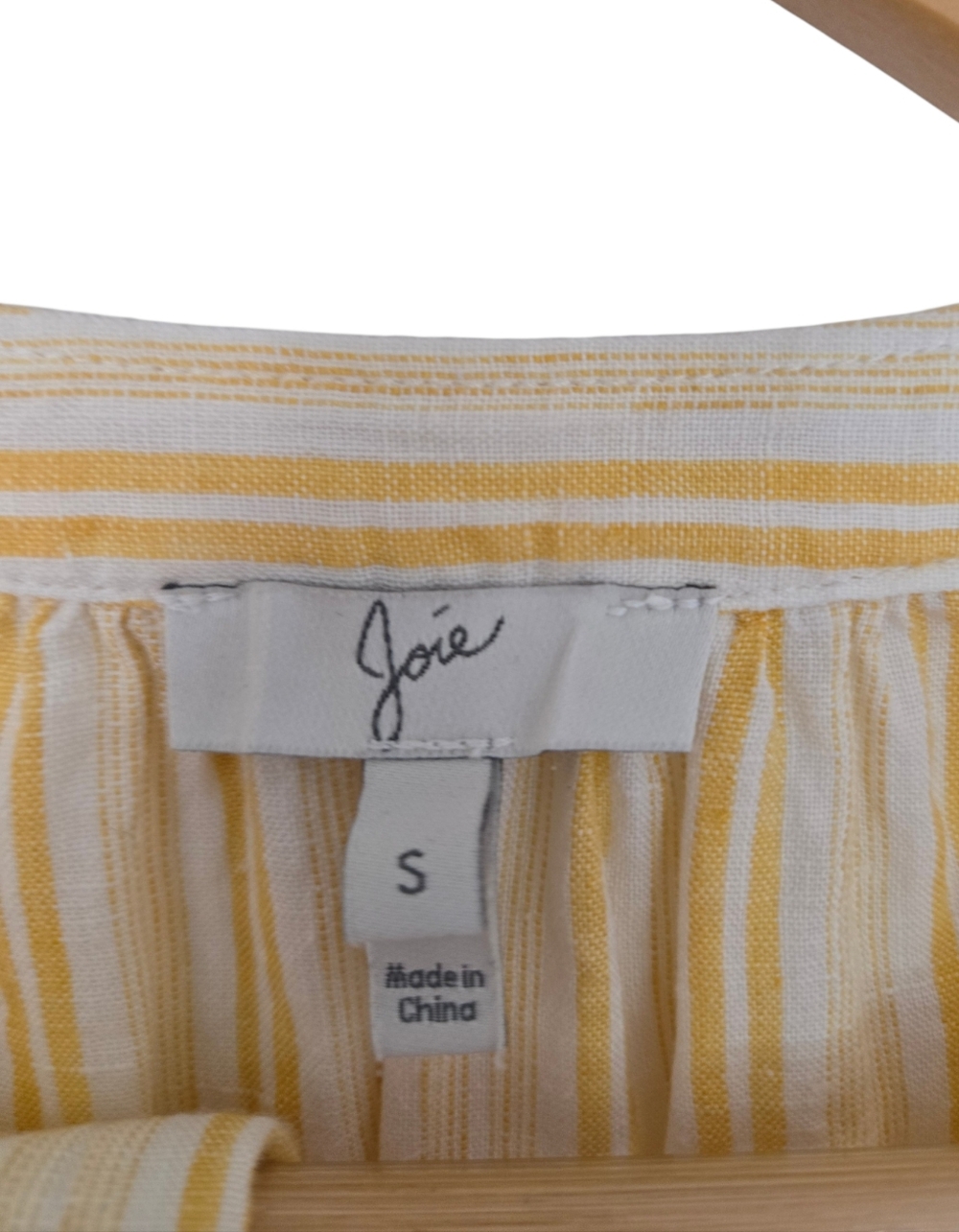 ☀️ Joie Yellow Stripe Tunic Dress – Lightweight Button Front Shirt Dress Size S - Picture 4 of 4